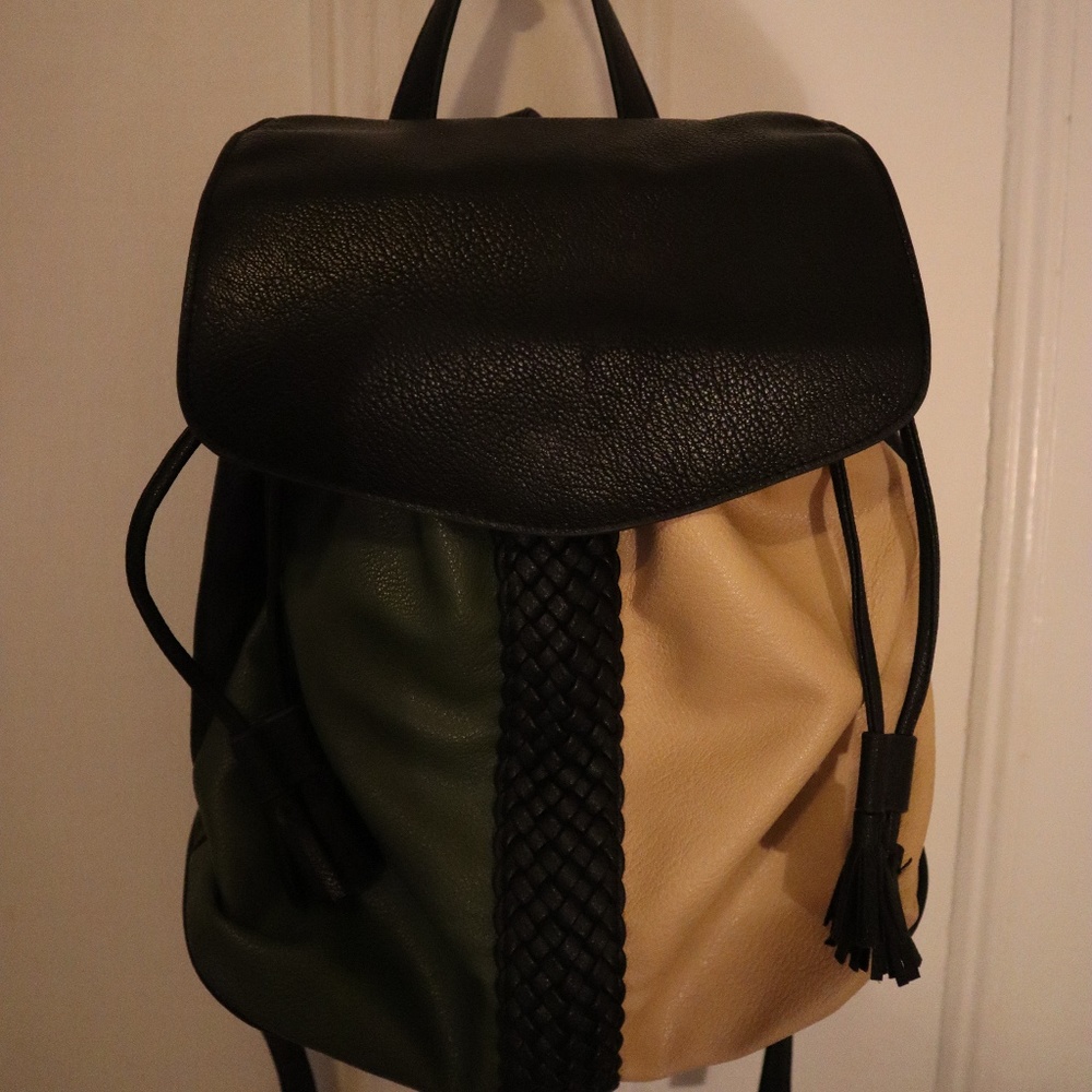 Vegan leather drawstring backpack/ daypack